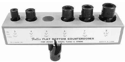  WL Fuller Set of 6 Type X Counterbores in Wood Holder 