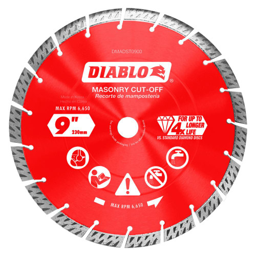  Freud Diablo 9 in. Diamond Cut-Off Discs for Masonry DMADS09-DMADST09 