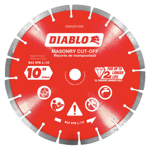  Freud Diablo 10 in. Diamond Cut-Off Discs for Masonry DMADC10 DMADS10-DMADST09 