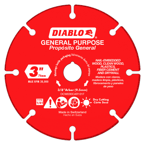 Freud Diablo 3 in. Carbide Grit Cut-Off Wheel for Multi-Materials DCW030CAR101F