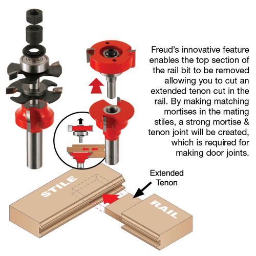 Freud 1-11/16" Premier Adjustable Rail & Stile Bit - Shaker 99-762