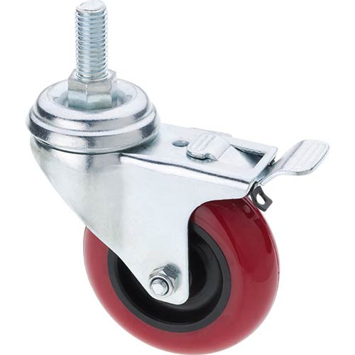 Woodstock Steelex 3" Polyurethane Swivel Caster, Threaded Mount with Double Lock D2614