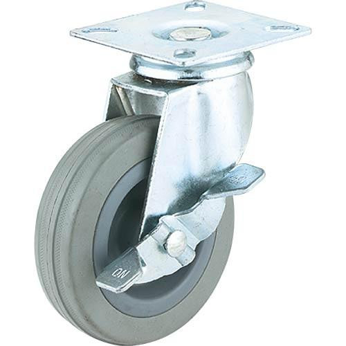 Woodstock International Woodstock Steelex 3" Gray Rubber Swivel Caster, Plate Mount with Brake D2595  Woodstock International Woodstock Steelex 3" Gray Rubber Swivel Caster, Plate Mount with Brake D2595