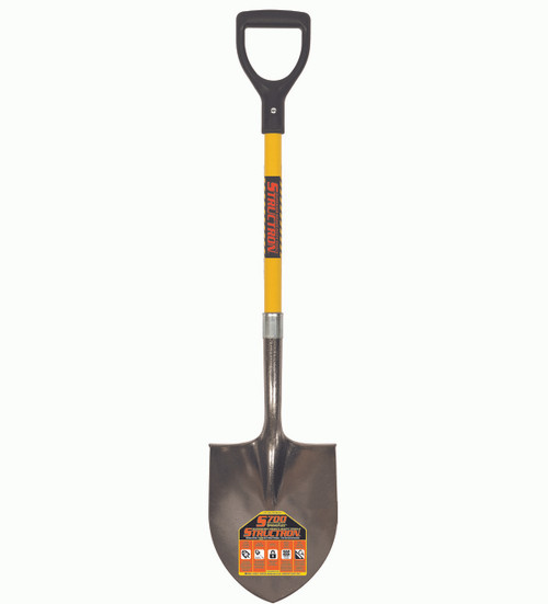 Seymour Midwest 14 Ga. #2 Round Point, Rear Roll Step Shovel, 29" Yellow Fiberglass Handle, D-Grip 49731