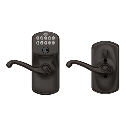 Schlage Lock Schlage FE595 - Keypad Entry with Flex-Lock Plymouth Housing Flair Lever  Schlage Lock Schlage FE595 - Keypad Entry with Flex-Lock Plymouth Housing Flair Lever