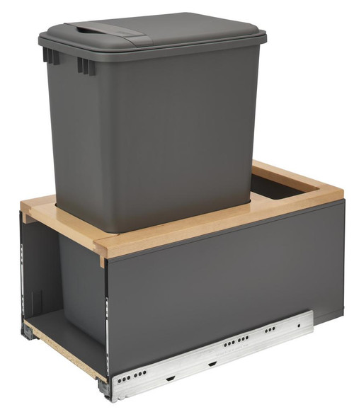 Rev-A-Shelf Rev-a-shelf Natural Maple Bottom Mount LEGRABOX Waste Pullout w/Double Orion Gray 35 qt. Container and BLUMOTION Soft-Close for Full Access 15" Base 5LB-1550OGMP-113 