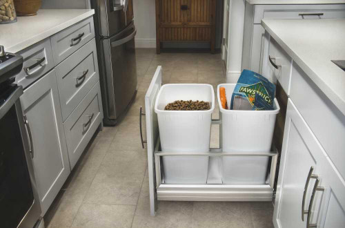 Rev-A-Shelf Rev-a-shelf Double 27Qt. Pull-Out Brushed Aluminum and White Waste Container with Rev-A-Motion 5149-1527DM-211 