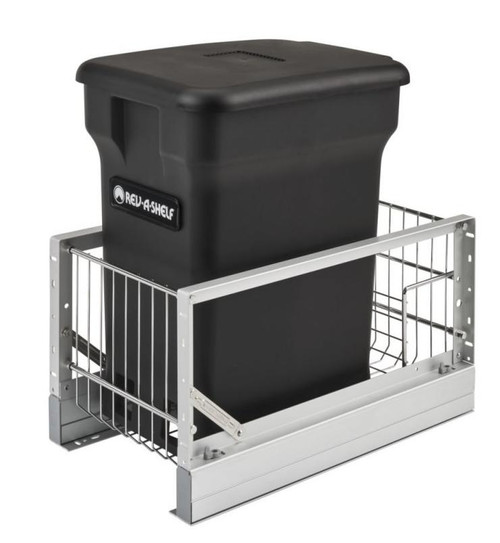 Rev-A-Shelf Rev-a-shelf Aluminum Bottom Mount Waste Pullout with Single Green 24 Qt. Compo+ Container w/Soft-Close for 30" sink base or 15" base 5349-15CKxx-1 