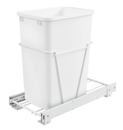 Rev-A-Shelf Rev-a-shelf Single 35 Qt. Pull-Out White Waste Container with Full-Extension Slides RV-12PB S