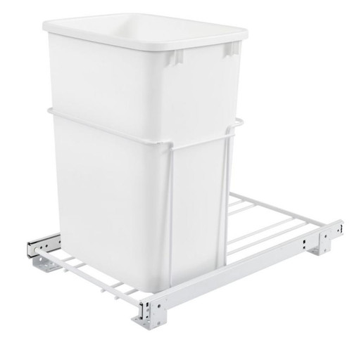 Rev-A-Shelf Rev-a-shelf Single 35 Qt. 14-3/8 in. Wide Pull-Out White Waste Container with 3/4 Extension Slides RV-18PB-1 