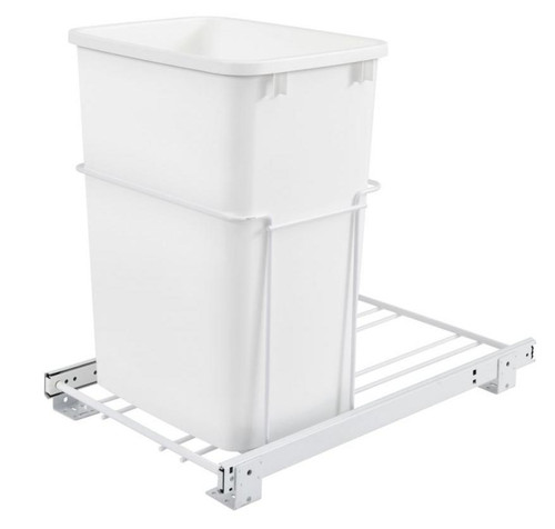 Rev-A-Shelf Rev-a-shelf White Wire Bottom Mount Waste Pullout Double White 35 qt. Containers and Full-Extension Slides for 18" Base RV-18PB-2 S 