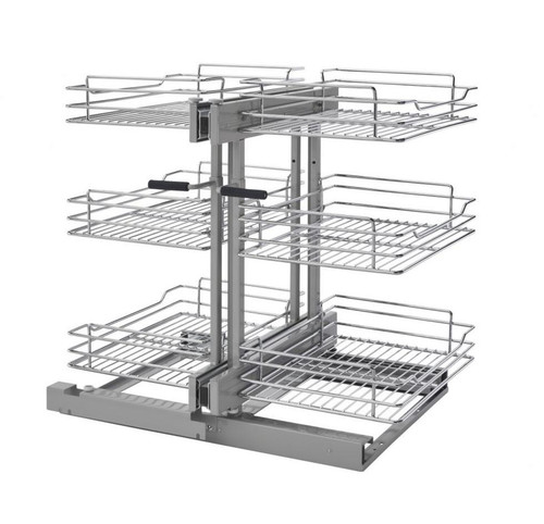 Rev-A-Shelf Rev-a-shelf Chrome Three-Tier Wire Basket Organizer for Blind Corner Cabinetr 15" or 18" Opening Soft-Close 5PS3 Series 