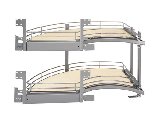 Rev-A-Shelf Rev-a-shelf Natural Maple Two-Tier Solid Bottom Curve for Left or Right Doors, Blind Corner Cabinet w/ 18" Opening 582-18 Series 