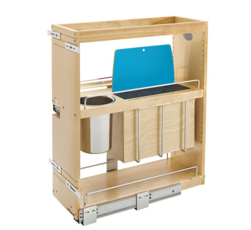 Rev-A-Shelf Rev-a-shelf Natural Maple Bottom and Side Mount Knife Block/Utensil Pullout w/ BLUMOTION Soft-Close for Face Frame 12" 449KB-BCSC-8C 