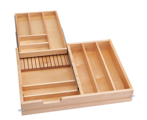 Rev-A-Shelf Rev-a-shelf Natural Maple Tiered Combination Drawer 27" Minimum Opening with BLUMOTION Soft-Close Slides for Face Frame 4WTCD-30HSC-1 