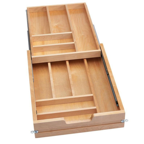 Rev-A-Shelf Rev-a-shelf Natural Maple Tiered Cutlery Drawer Minimum Opening 16-1/2" w/ BLUMOTION Soft-Close Slides for Full Access 18" Base 4WTCD-419HFLSC-1 