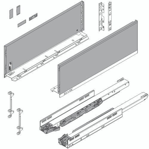 Blum 770C Series LEGRABOX Kit  125 Lb Capacity Full Extension 177mm Height 11-22 Inch,3 Finishes