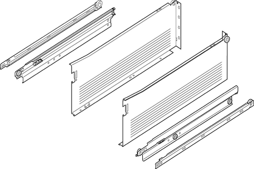 Blum 330H METABOX 5-7/8 Inch High Drawer Slide set in a White Epoxy Finish