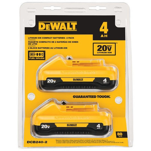 Dewalt DEWALT 20V MAX Compact 4Ah Batteries 2 Pack DCB240-2 