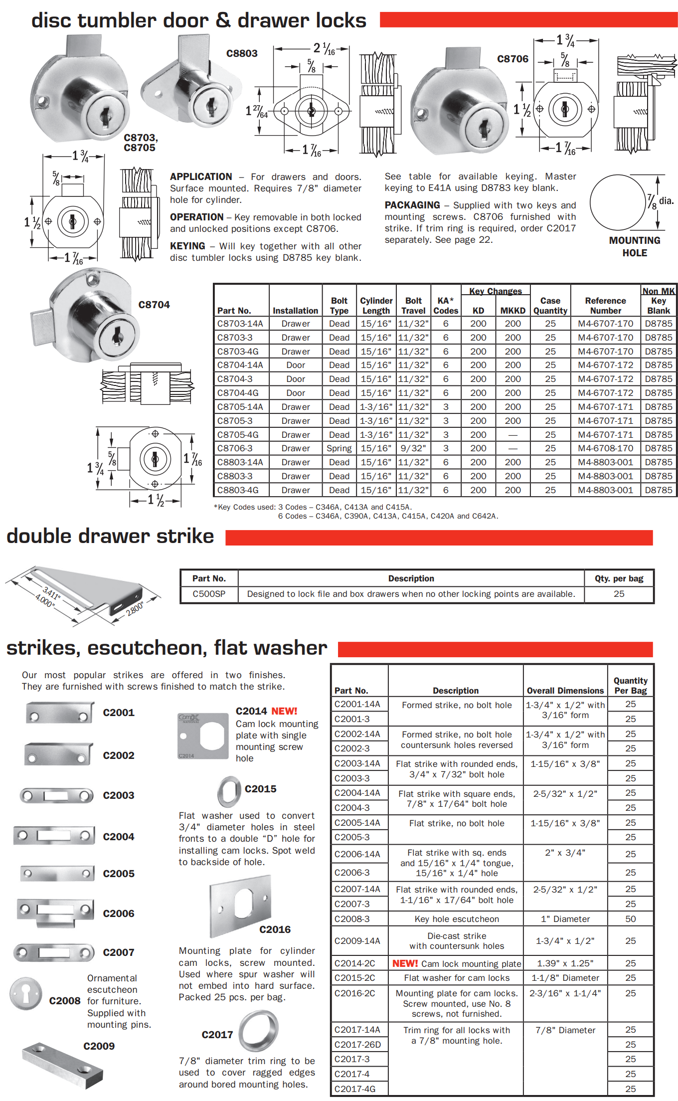 CompX National C8703 Surface Mounted Desk Lock, 15/16 Cylinder Length