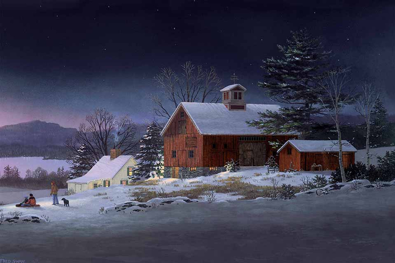 Fred Swan Winter Fun From Village Frame Shoppe St Albans Vermont