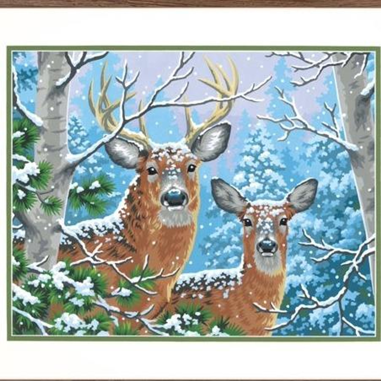 Paint by Number Deer & Lake Finished Print 11 x 14 Print