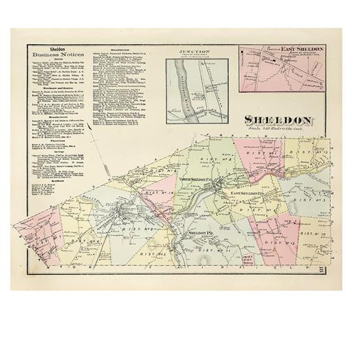 Sheldon, VT- 1871  Beers Atlas Map reprint