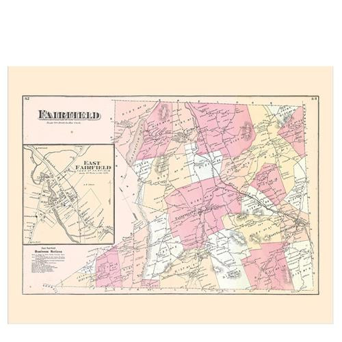 Fairfield, VT- 1871  Beers Atlas Map reprint