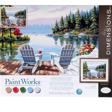 VILLAGE LAKE AFTERNOON, Paint by Number Kit, DIMENSIONS PAINTWORKS