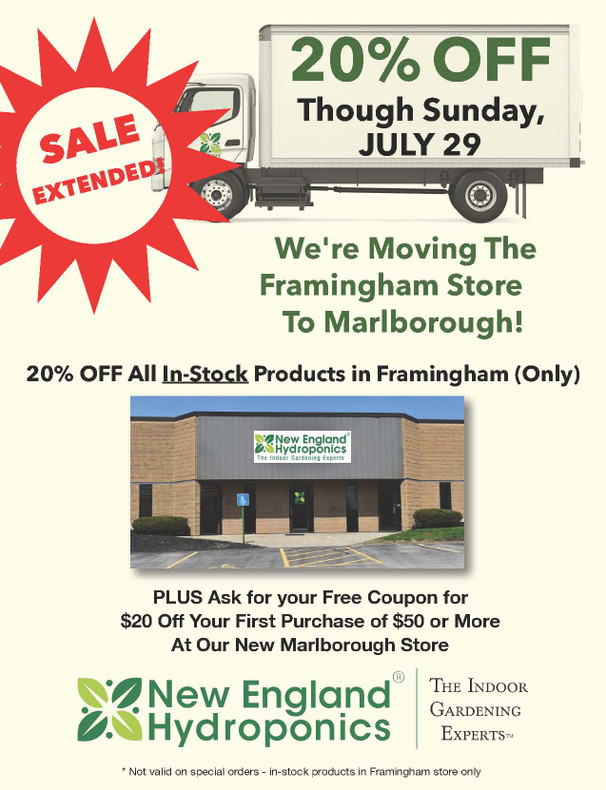 EXTENDED - - Now Through Sunday, August 5th --20% OFF FLASH MOVING SALE! Framingham Store ONLY