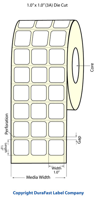 TM-C3500 1" x 1" Inkjet (3A) Matte Paper Label 3200/Roll  - 812006