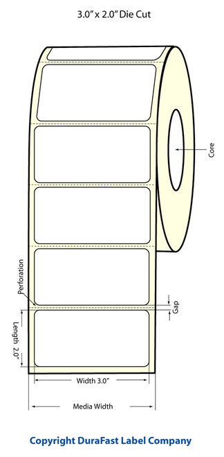 LX500 3" x 2.5" Inkjet Glossy BOPP Labels 750/Roll  - 75892G