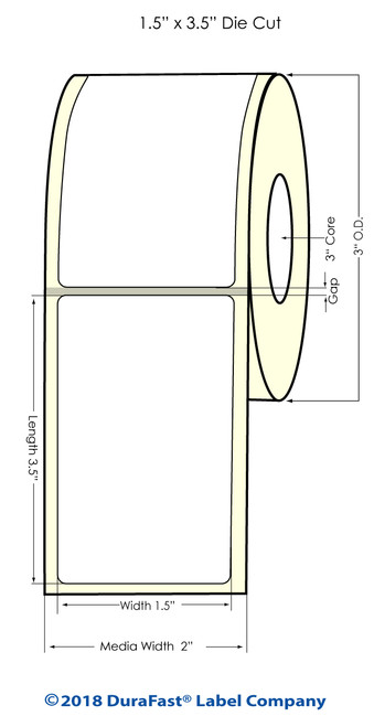 L801 1.5" x 3.5" Inkjet NP Matte BOPP Label 1400/Roll