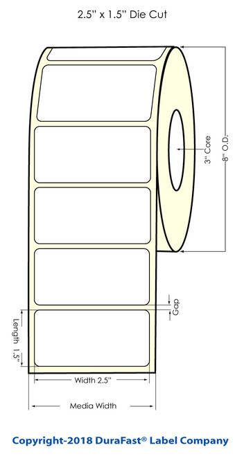 TM-C7500 2.5" x 1.5" Inkjet (8" OD) Chemical Label 3000/Roll