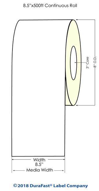 L801 8.5" x 500ft Inkjet Silver Polyester Label Roll