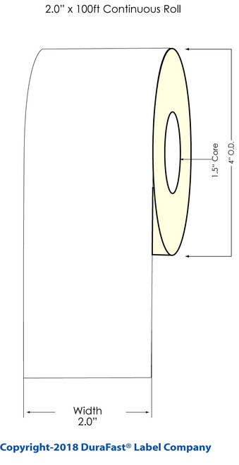 TM-C3500 2" x 100ft Inkjet Chemical Tag Roll