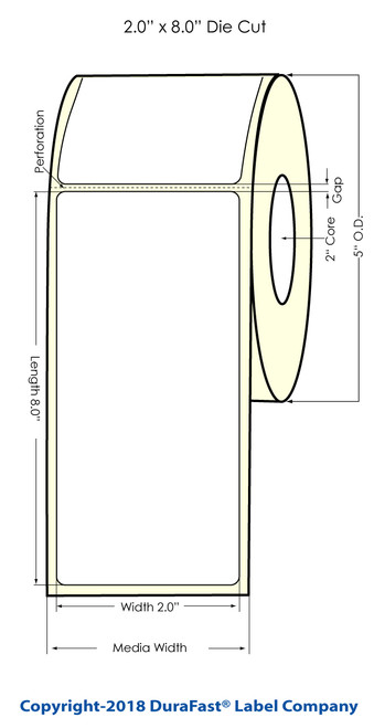 LX500 2" x 8" Inkjet Gold Polyester Label 225/Roll