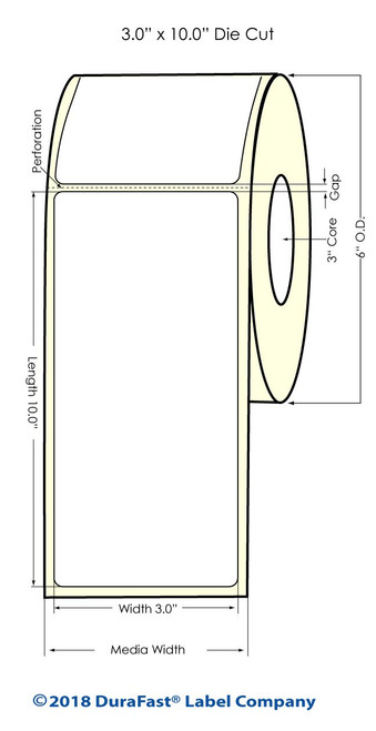 TM-C7500G 3" x 10" Inkjet High Gloss Paper Labels 250/Roll