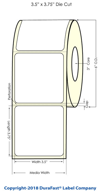 L801 3.5" x 3.75" Inkjet Rounded corners High Gloss Paper Labels 680/Roll