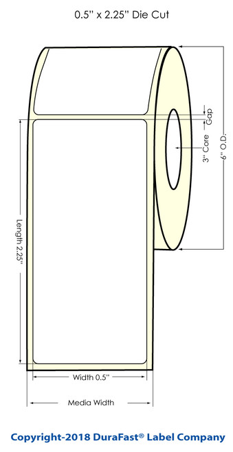 LX900 0.5" x 2.25" Inkjet Matte BOPP Labels 1000/Roll