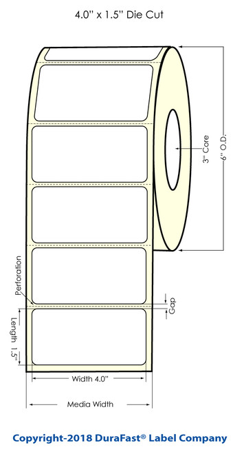 LX900 4" x 1.5" Inkjet Matte BOPP Labels 1225/Roll