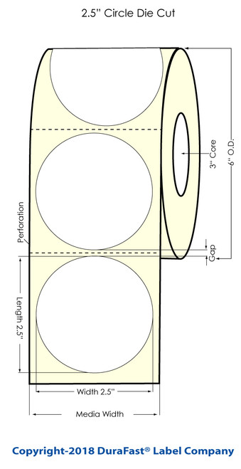 LX900 2.5" Circle Inkjet Glossy BOPP Labels 1000/Roll