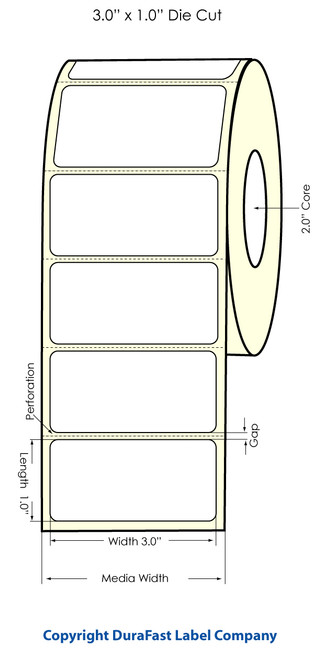 LX500 3" x 1" Inkjet High Gloss Labels 1700/Roll  - 74724