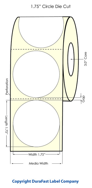 LX900 1.75" Inkjet Circle High Gloss Paper Labels 1300/Roll  - 74891