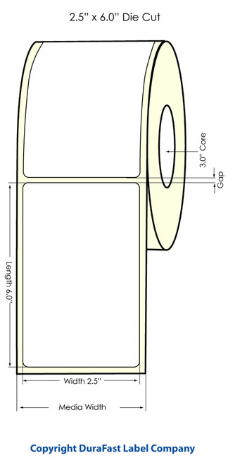 LX900 2.5" x 6" Inkjet NP High Gloss Paper Labels 400/Roll  - 74860