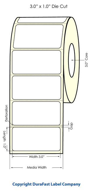 LX900 3" x 1" Inkjet High Gloss Paper Labels 2200/Roll  - 74851