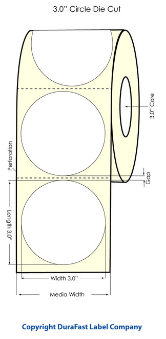 LX900 3" Inkjet Circle High Gloss Paper Labels 800/Roll  - 74828