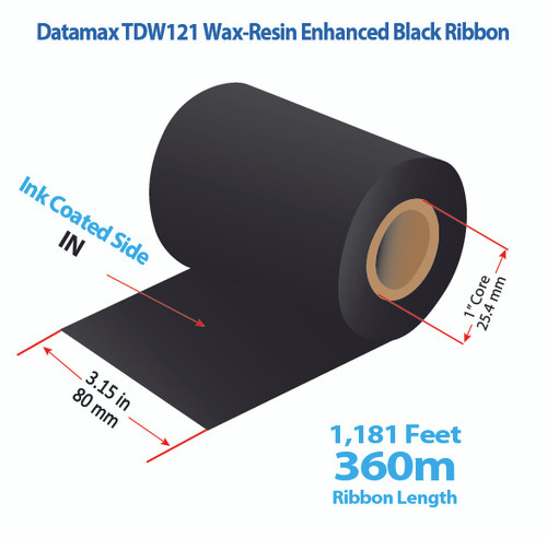 Datamax 3.15" x 1181 feet TDW121 Wax-Resin Enhanced Ribbon with Ink IN | 36/Ctn