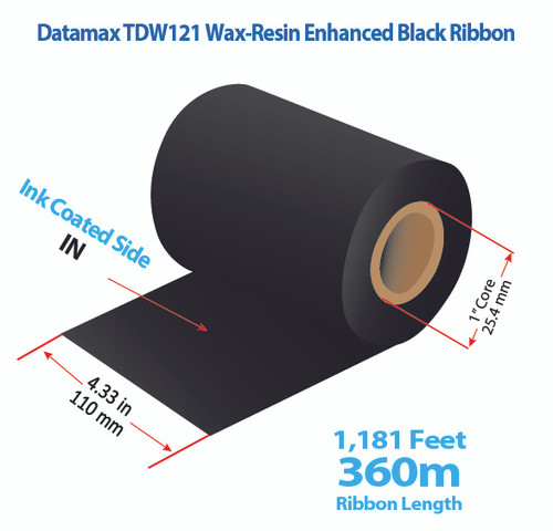 Datamax 4.33" x 1181 feet TDW121 Wax-Resin Enhanced Ribbon with Ink IN | 24/Ctn