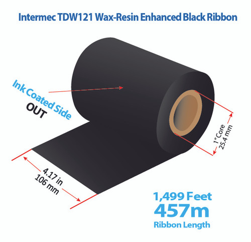 Intermec 4400 4.17" x 1499 feet TDW121 Wax-Resin Enhanced Ribbon with Ink OUT | 16/Ctn